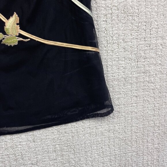 Joseph Ribkoff Sheer Sleeveless Top Womens Black Floral Embroidery Cocktail Read - Picture 5 of 11